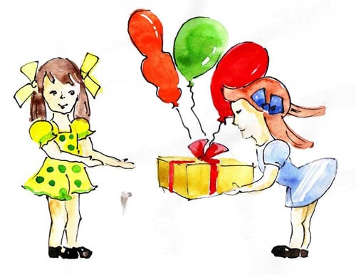 6. Дівчинка дарує подрузі подарунок